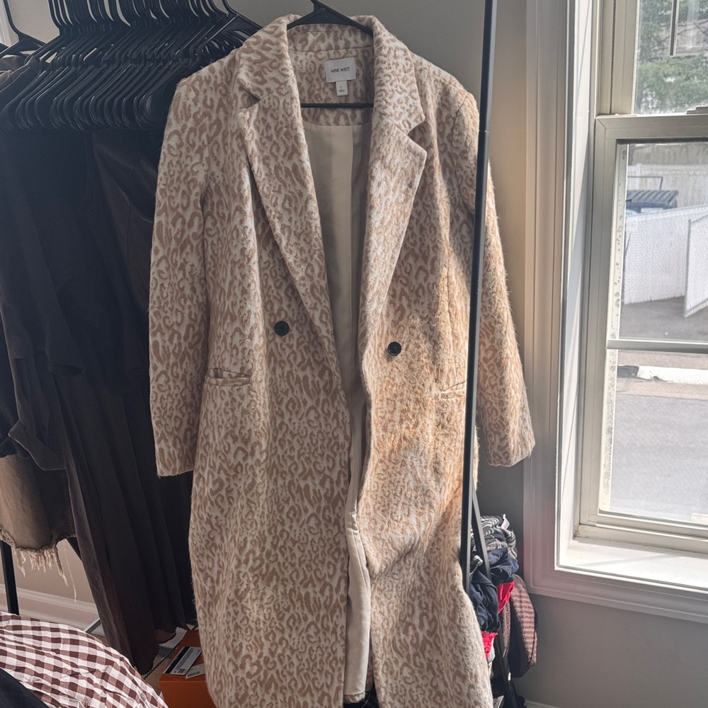 Nine West Cream Leopard Teddy Jacket